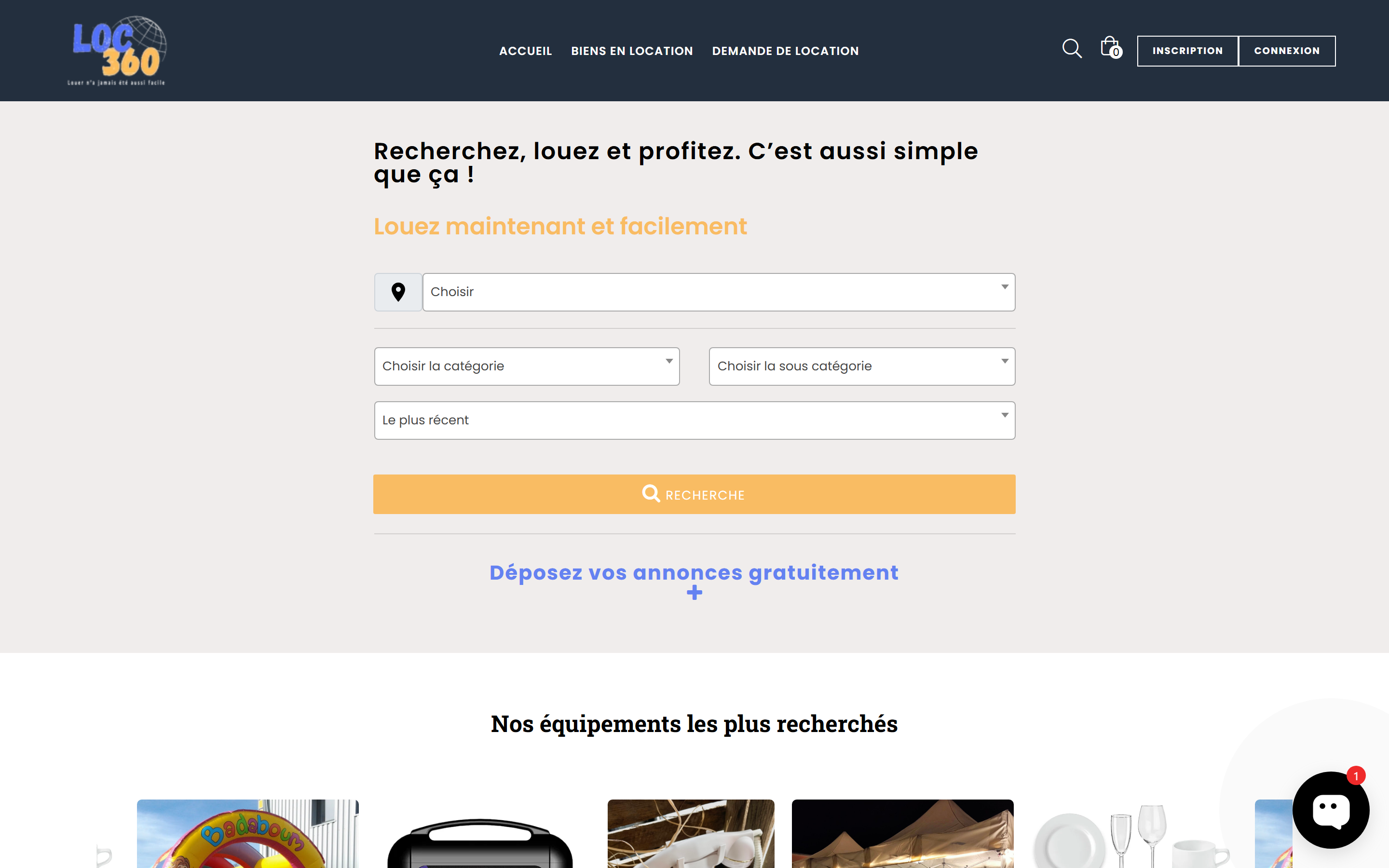 Capture d'écran du site web LOC 360 Connect